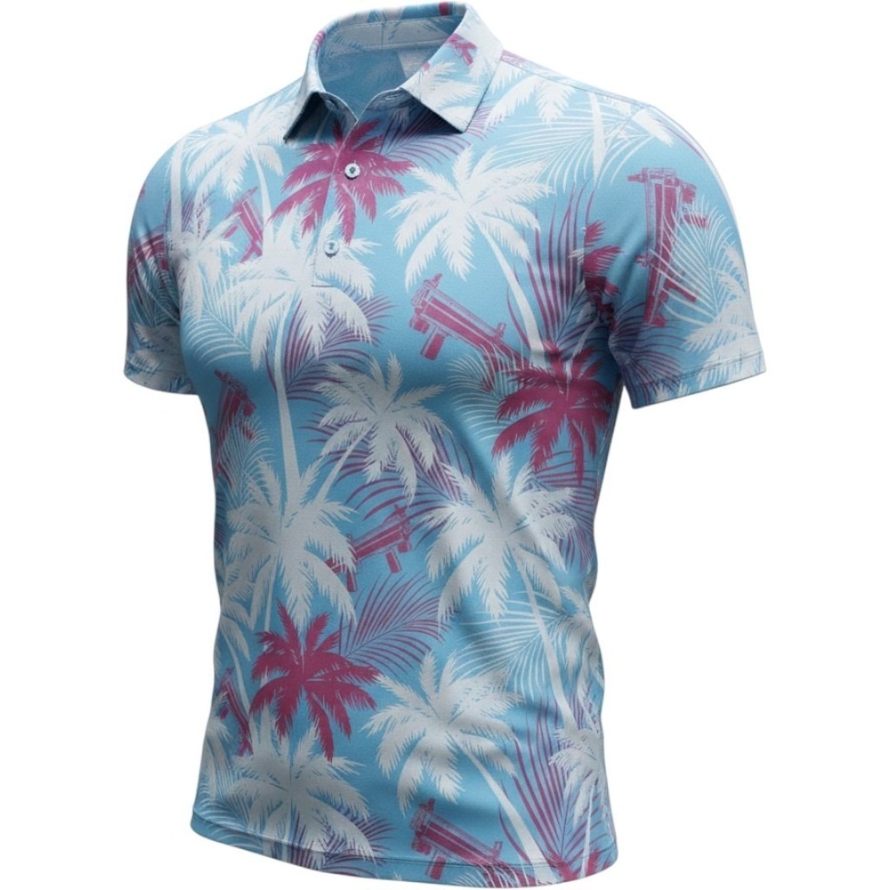 Retro Rifle High Crown Polo Shirt Men's 3XL Tropical Palm Tree Golf NWT
